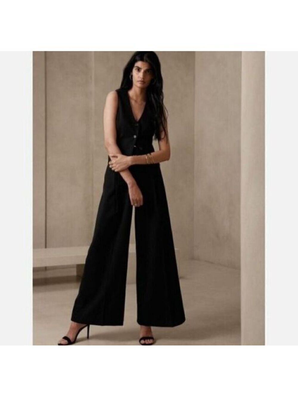 Banana Republic Loulou Wide-Leg Flannel Pant black NWT